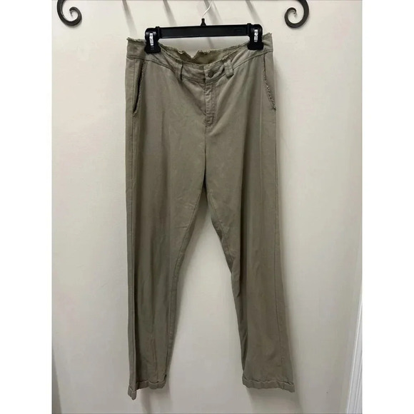 Go By GoSilk Fray Edge Ankle Flat Front Utility Outdoor Pants Dk Khaki Size 6 - Picture 1 of 9